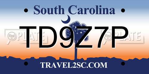 TD9Z7P South Carolina License Plate