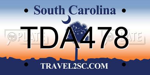 TDA478 South Carolina License Plate