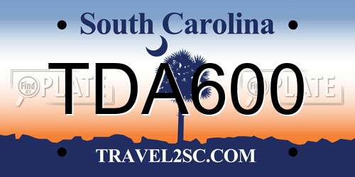 TDA600 South Carolina License Plate
