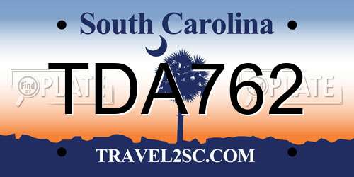 TDA762 South Carolina License Plate
