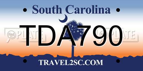 TDA790 South Carolina License Plate