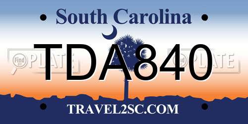 TDA840 South Carolina License Plate