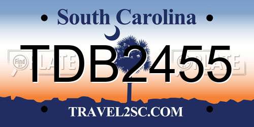 TDB2455 South Carolina License Plate