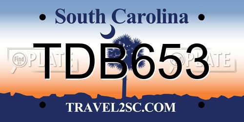 TDB653 South Carolina License Plate