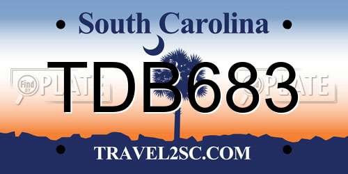 TDB683 South Carolina License Plate