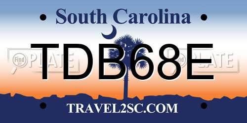 TDB68E South Carolina License Plate