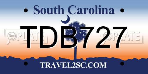 TDB727 South Carolina License Plate