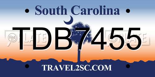 TDB7455 South Carolina License Plate