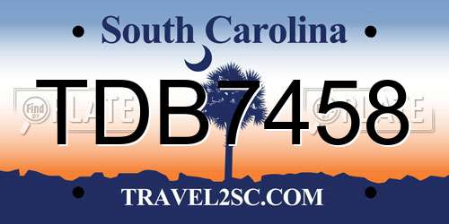 TDB7458 South Carolina License Plate