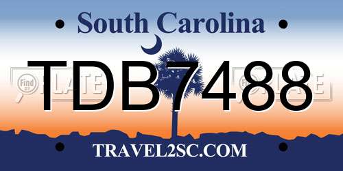 TDB7488 South Carolina License Plate