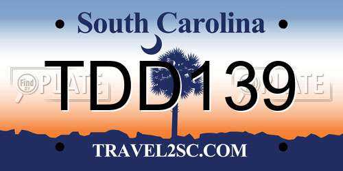 TDD139 South Carolina License Plate