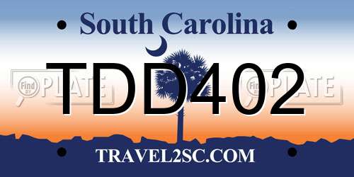 TDD402 South Carolina License Plate