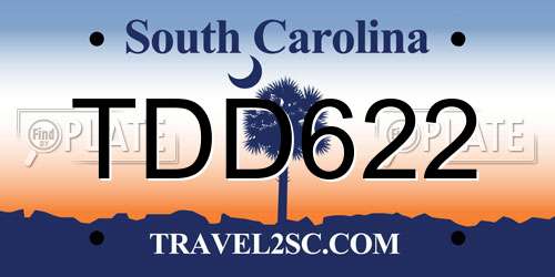 TDD622 South Carolina License Plate