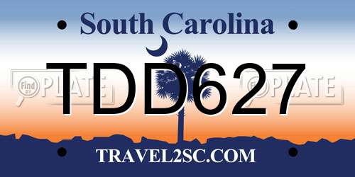 TDD627 South Carolina License Plate
