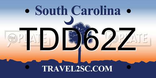 TDD62Z South Carolina License Plate
