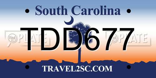 TDD677 South Carolina License Plate