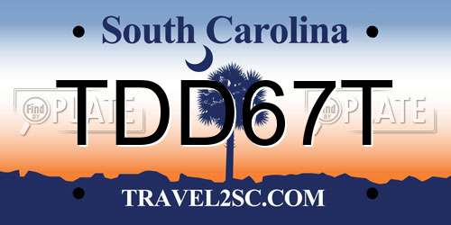 TDD67T South Carolina License Plate