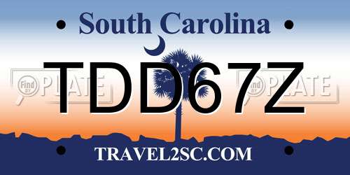 TDD67Z South Carolina License Plate