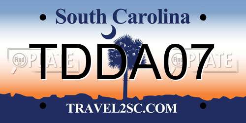 TDDA07 South Carolina License Plate