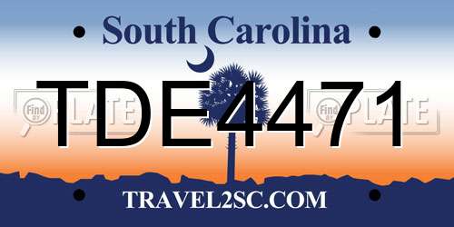 TDE4471 South Carolina License Plate