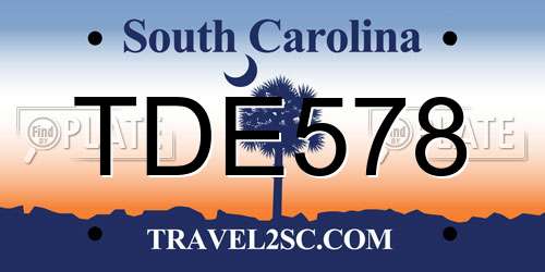 TDE578 South Carolina License Plate