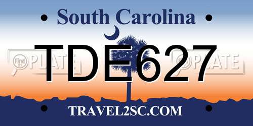 TDE627 South Carolina License Plate