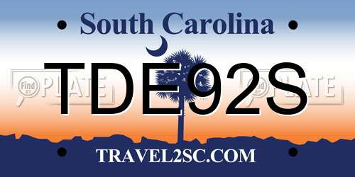 TDE92S South Carolina License Plate