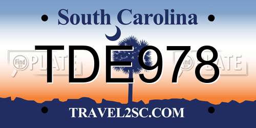 TDE978 South Carolina License Plate