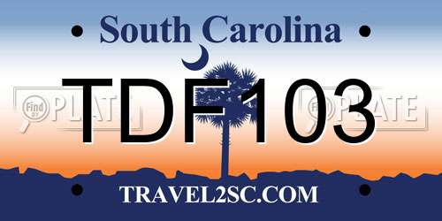 TDF103 South Carolina License Plate