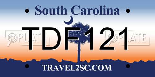 TDF121 South Carolina License Plate