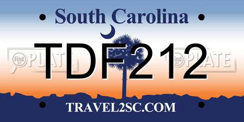 TDF212 South Carolina License Plate