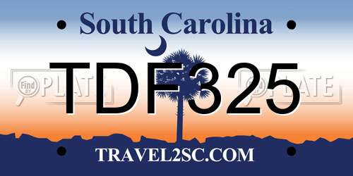 TDF325 South Carolina License Plate