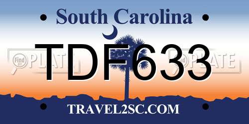 TDF633 South Carolina License Plate