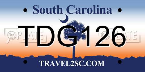 TDG126 South Carolina License Plate