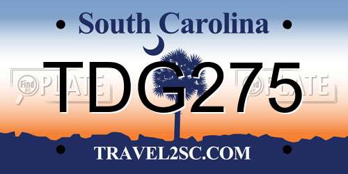 TDG275 South Carolina License Plate