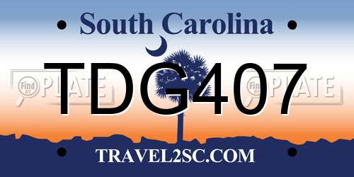 TDG407 South Carolina License Plate