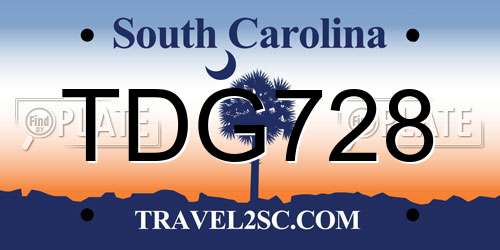 TDG728 South Carolina License Plate