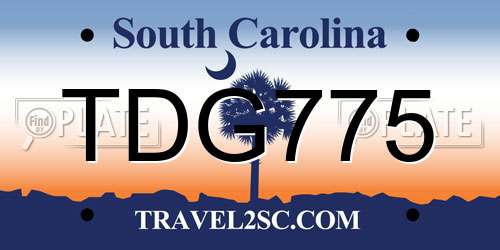 TDG775 South Carolina License Plate