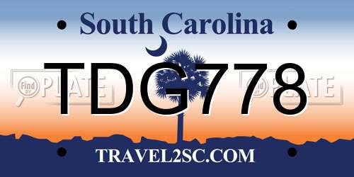 TDG778 South Carolina License Plate