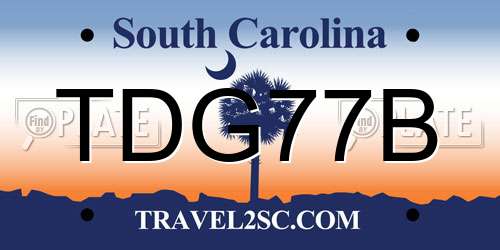 TDG77B South Carolina License Plate