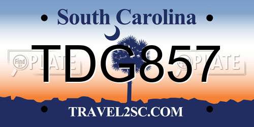 TDG857 South Carolina License Plate
