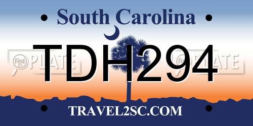TDH294 South Carolina License Plate
