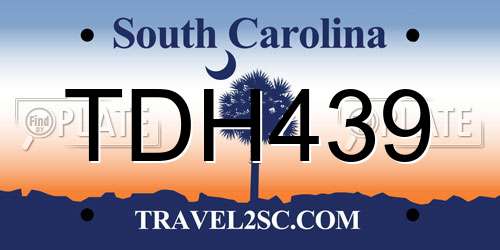 TDH439 South Carolina License Plate