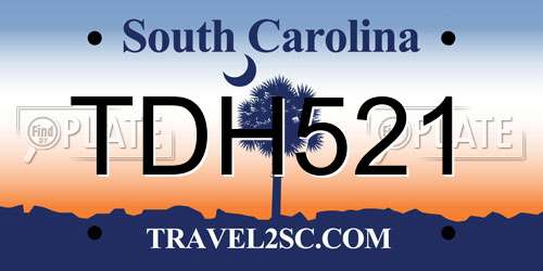 TDH521 South Carolina License Plate