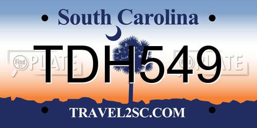 TDH549 South Carolina License Plate