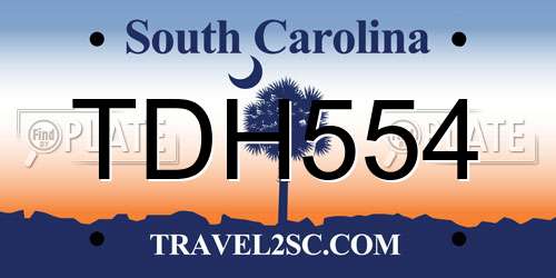TDH554 South Carolina License Plate