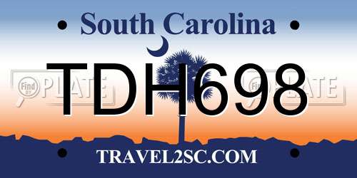TDH698 South Carolina License Plate