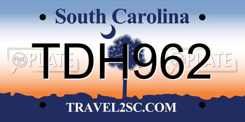 TDH962 South Carolina License Plate