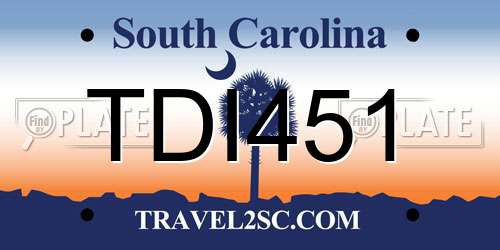 TDI451 South Carolina License Plate