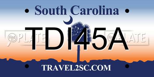 TDI45A South Carolina License Plate